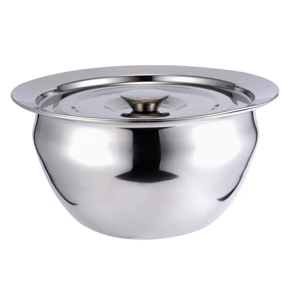 

1pc Stainless Steel With Lid Multi-Functional Kitchen Accessory Mixing Bowl Salad Bowl For Baking Home Use Silver
