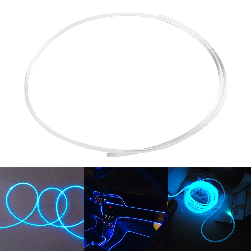 Cabo de fibra óptica com brilho lateral pmma, 1 metro, 1.5/2/3/4mm de diâmetro, luzes led para carro, brilhante, festivo, festa, suprimentos, tira de fibra lateral