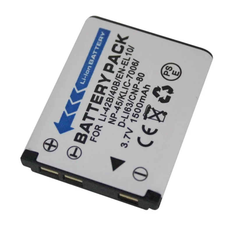 1500mAh 3.7V LI-42B/40B EN-EL10 NP-45 D-LI63 CNP-80 KLIC-7006 Battery For Olympus Pentax Nikon  Fujifilm CASIO Camera Batterie