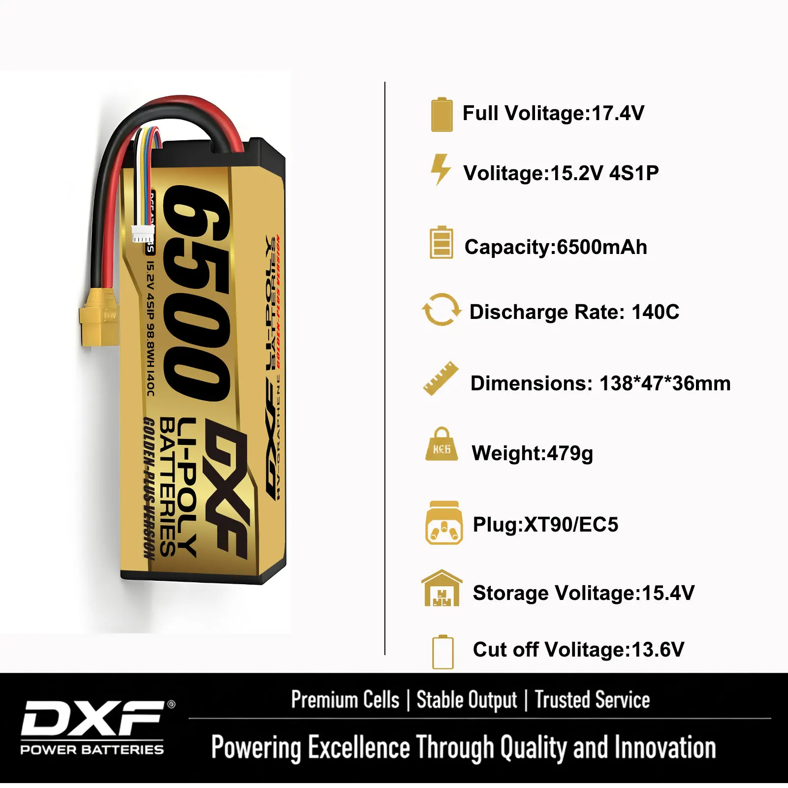 DXF 2S 3S 4S 6S Lipo Battery 10000mAh 9200mAh 6500mAh 7000mAh 1550mAh 150C for RC 1/8 1/10 Car Truck