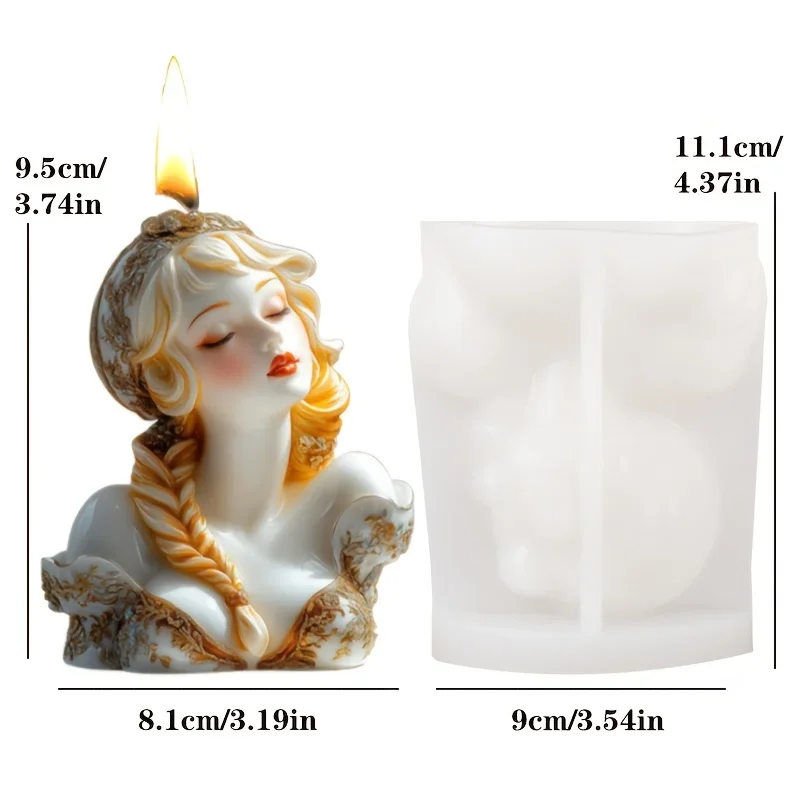 Princess Girl Aromatherapy Candle Silicone Mold Cute Girl Texture Candle Silicone Mould Gypsum Clay Epoxy Resin Silicone Molds