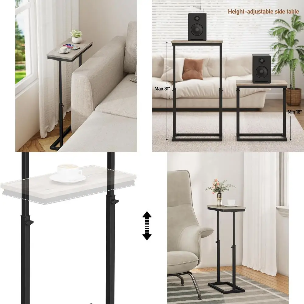 

Sofia Table, Living Room Side Table, Tall Couch Table, Bedroom End Table, Greige TB01BG083