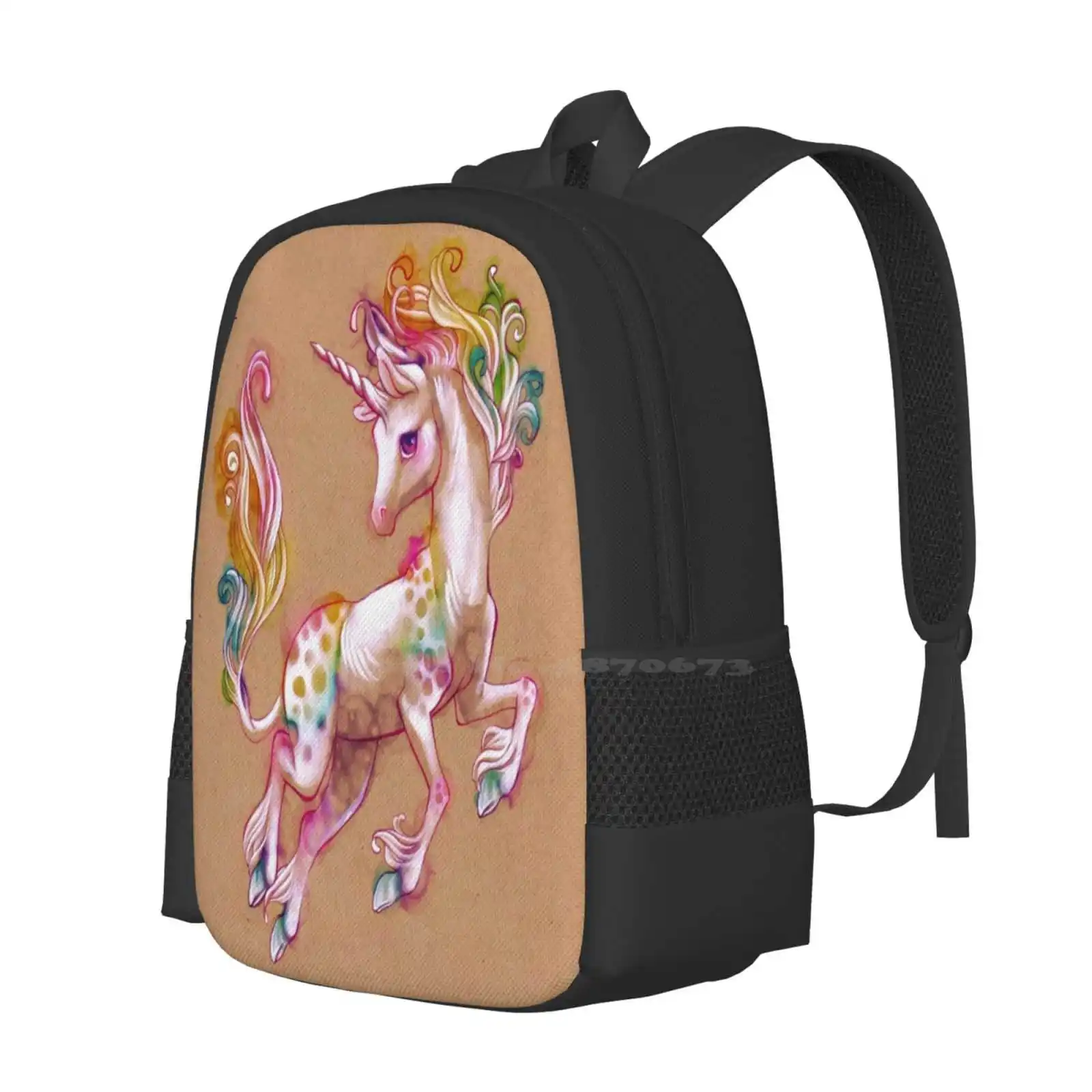 Joyful Unicorn Hot Sale Schoolbag Backpack Fashion Bags Unicorn Glitter Magic Horse White Grey Watercolor Hot Pink Yellow Gold