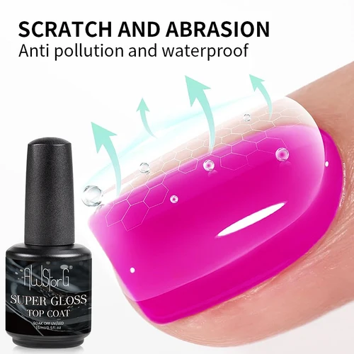 Imagen 2 del producto 15ML Top Coat con Acabado Brillante y Larga Duración, Gel Transparente para Uñas UV, para Esmalte de Uñas en Gel, Diseño de Uñas Profesional