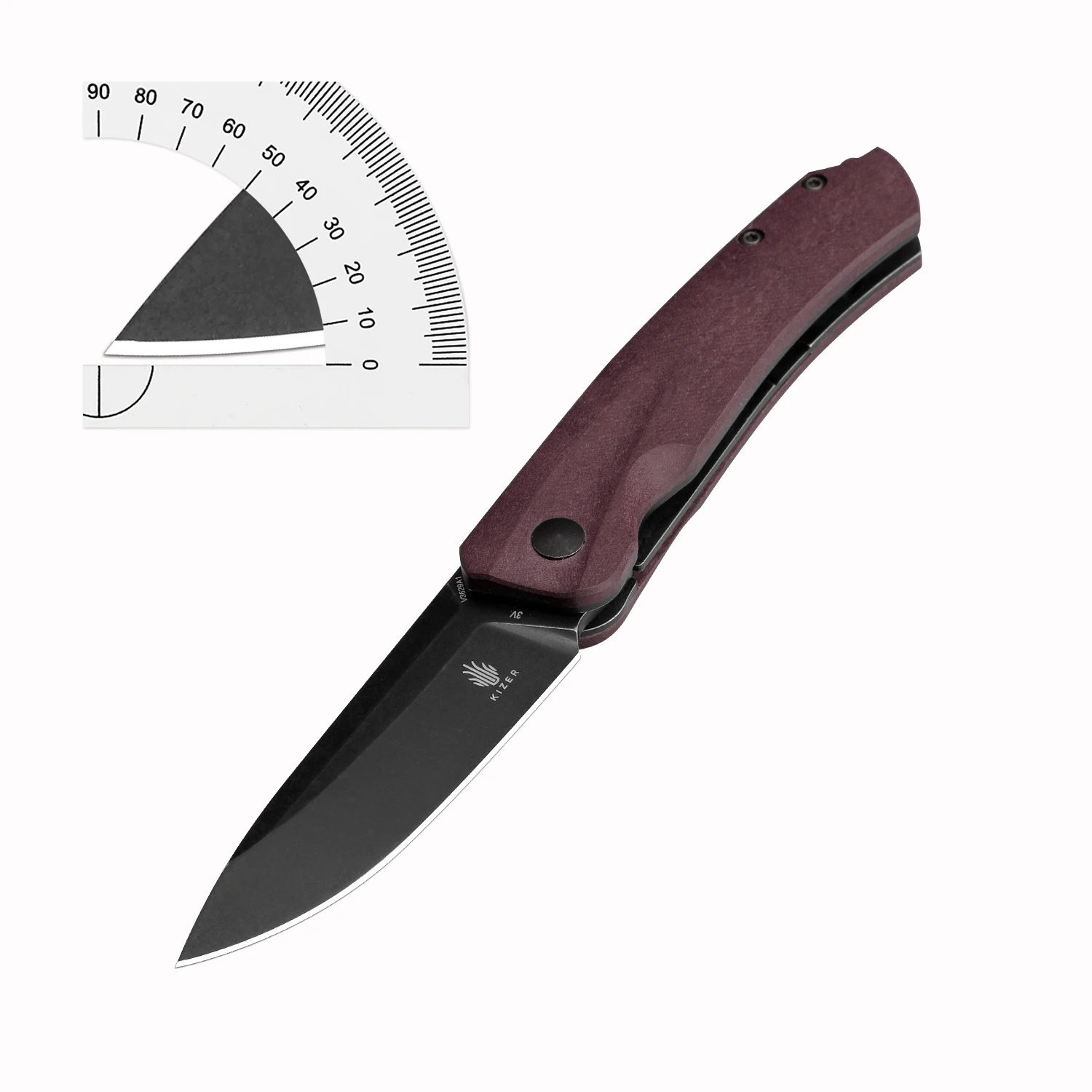 Kizer Folding Pocket Knife Agressor V3629A1 2023 New Red Richlite Handle with 3V Steel Blade Outdoor Bushcraft Knife