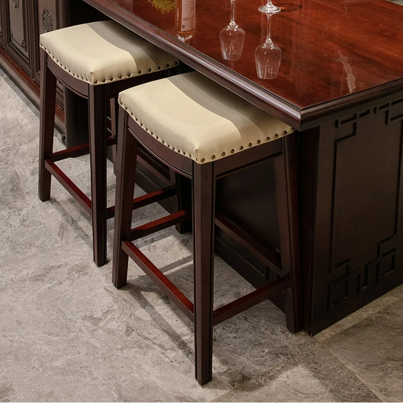 

Wood Beige Bar Chair Cover Leather Modern Low Design Reception Luxury Dining Chairs Kitchen Minimalist Sillas Furniture Chair