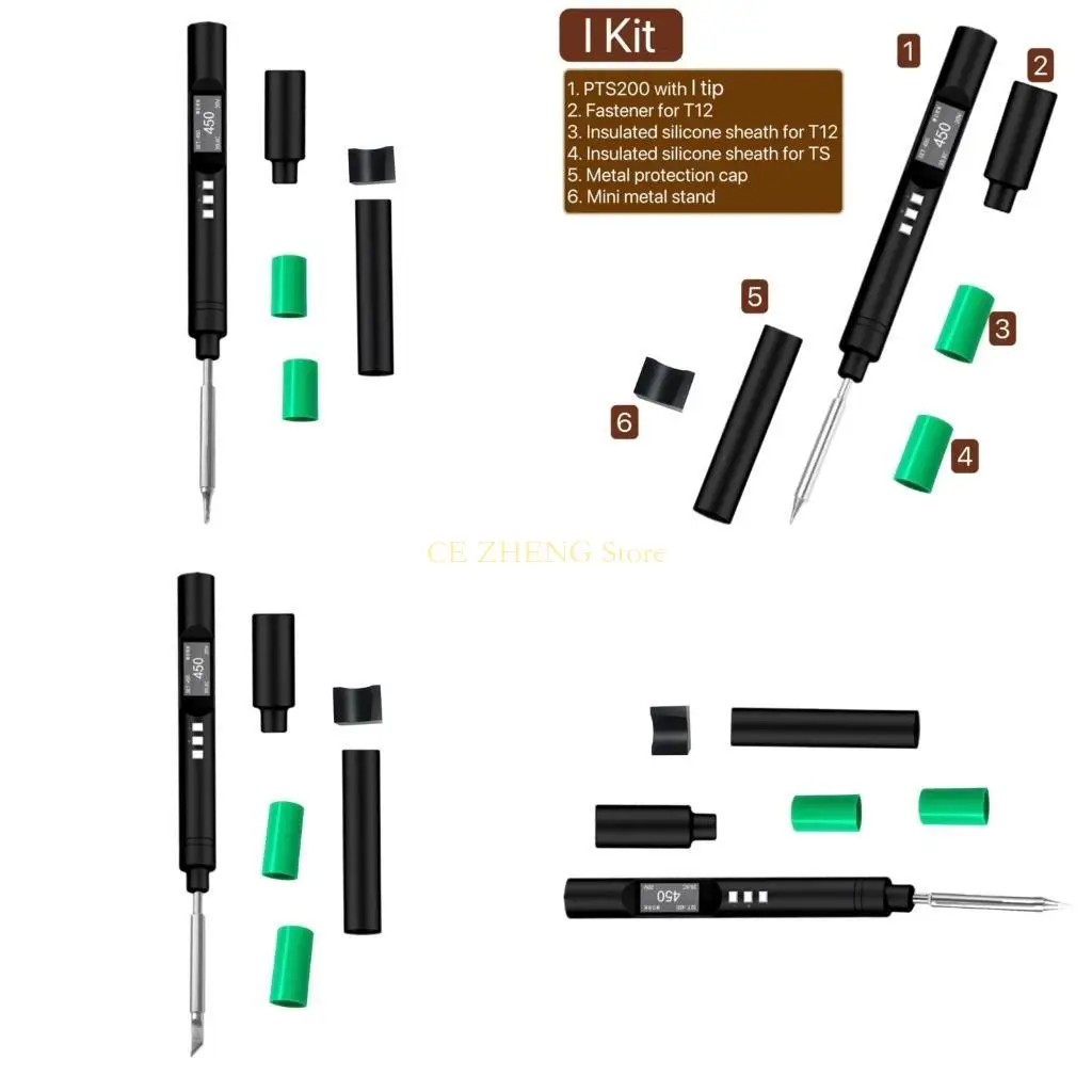 E56B Portable Electric Soldering Iron PD3.0 65W Metal Body Temperature Adjustable