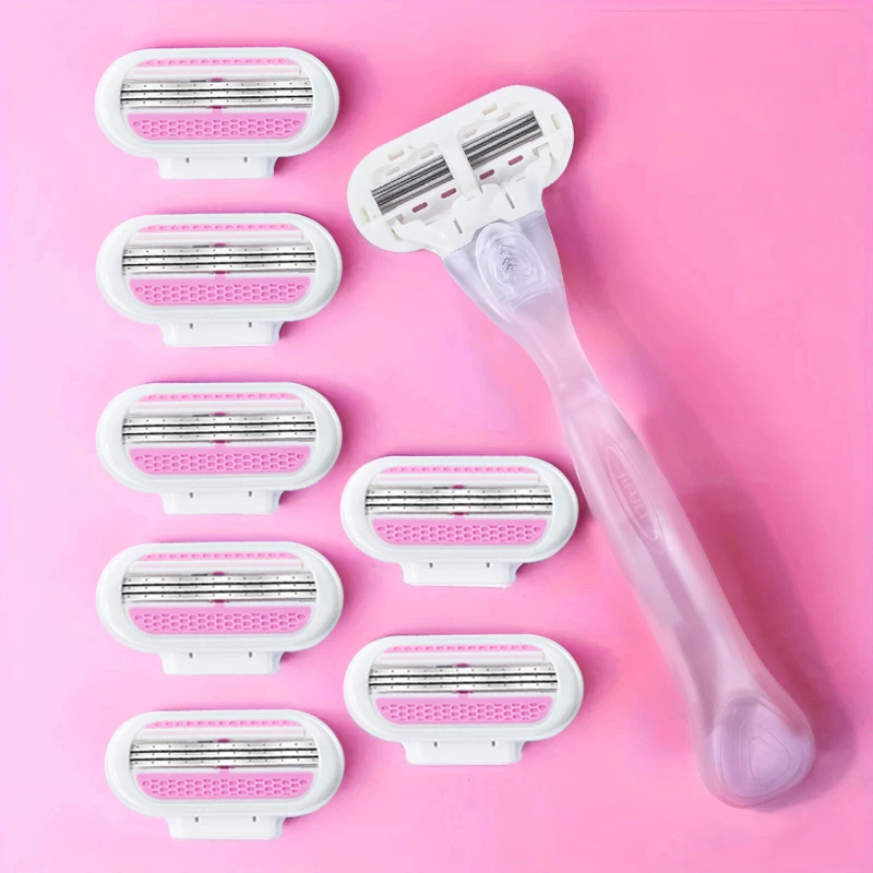 

High Quality Safety Razor Blade Women Beauty Bikini Hair Removal Shaving Set Female Shaver Replacement Heads