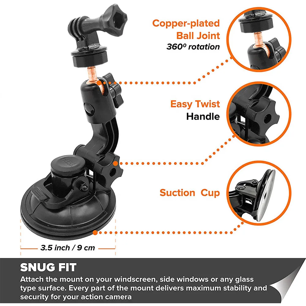 Car Suction Cup Mount for GoPro Hero 1 2 3 4 SONY Insta360 One R X2 DJI OSMO Action Camera Accessories Windshield Window