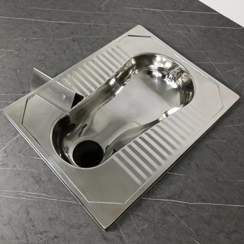 

Stainless steel squatting toilet integrated molding front drainage, water flushing 304 stainless steel squatting pit