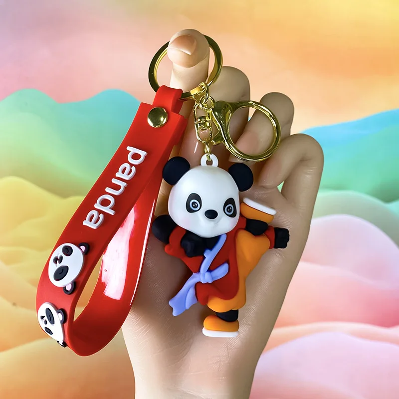 3D Karet PVC Kartun Panada Gantungan Kunci Ransel Aksesoris Liontin Gantungan Kunci Pabrik Disesuaikan Kartun Karet Lembut Gantungan Kunci