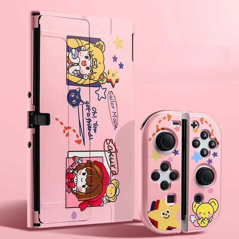 Funda protectora para Nintendo Switch, accesorios OLED, tema de Anime, cubierta Joycon, tapa basculante, accesorios para Switch, juegos de consola