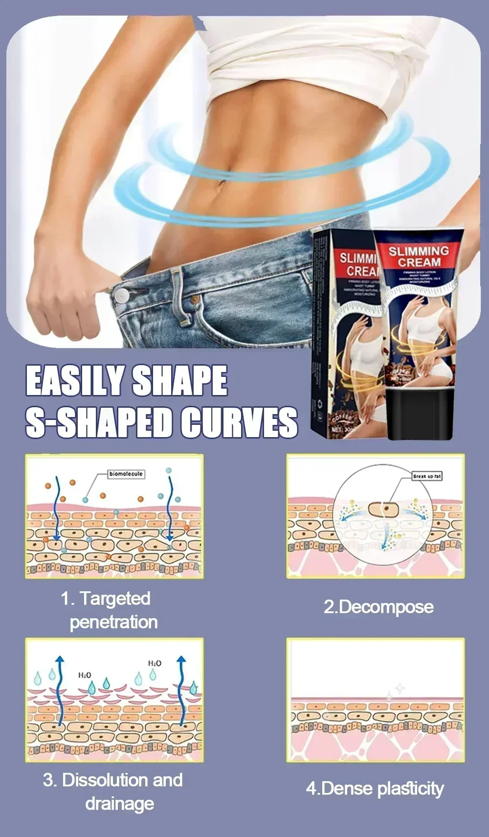 Powerful Weight Loss Cream Fast Burn Fat Shape Body Slim Down The Belly Thighs And Calves