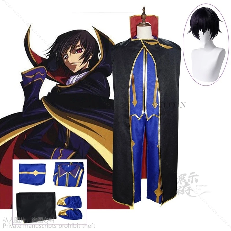 

Cosplay Anime Lelouch Of The Anime Rebellion R2 Costume Zero Outfits Cosplay Costume Code Black Wigs Geass Cape Top Pants DK