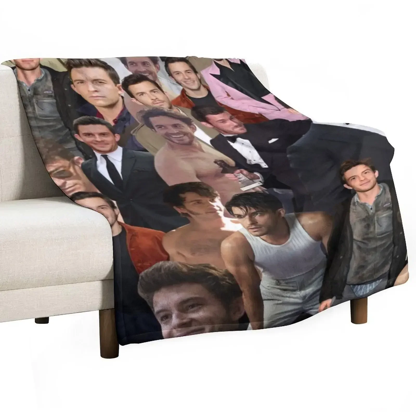 

Jonathan Bailey collage Throw Blanket Soft Luxury Designer Blankets