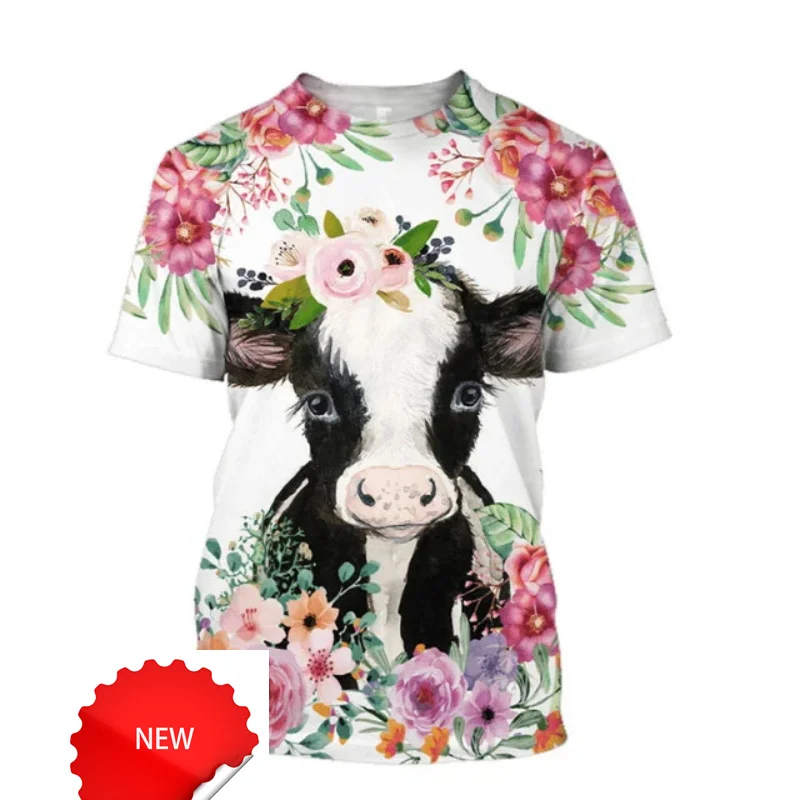 3D Print Animal Cow T-Shirts For Men Summer Short Sleeve Crew Neck Funny Cow Tee Shirt New In Men's Tee Shirts Tops