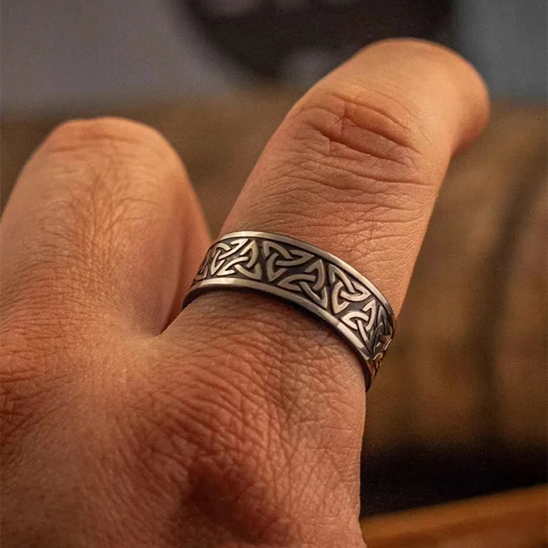 Irish Celtic Knot Stainless Steel Ring Fashion Odin Rune Ring Men's Lucky Amulet Jewelry