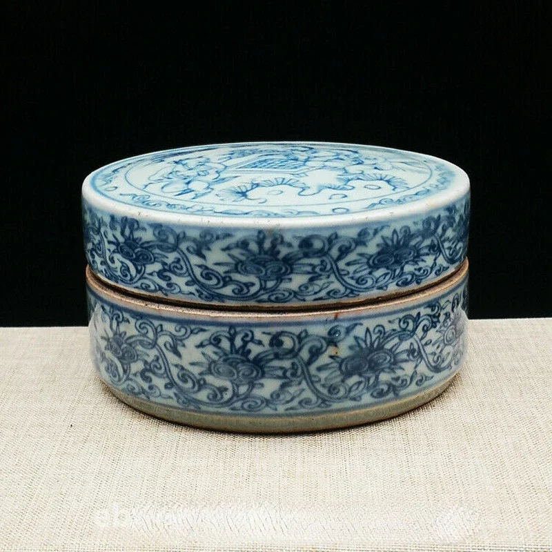 Antique Collction Chinese Blue and White Porcelain Ink Box Rouge Powder Box