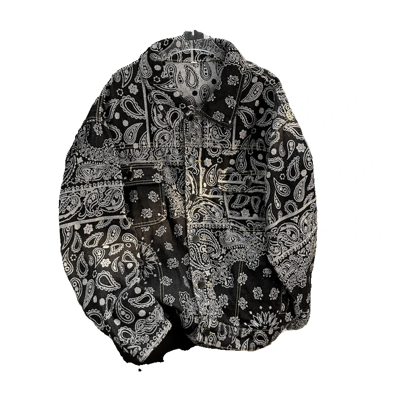 Винтажное свободное мужское джинсовое джинсовое платье с орехами и цветами, весенне-осеннее повседневное универсальное хипстерское пальто Long Sve, верхняя одежда