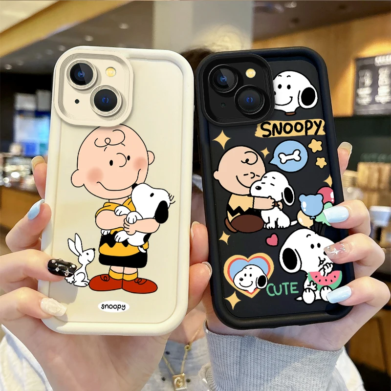 Funny Snoopy Charlie Brown Cartoon Phone Case For iPhone 16 Pro Max Case 15 14 13 12 11 Pro XR X XS Max 8 7 Soft Dustproof Cover