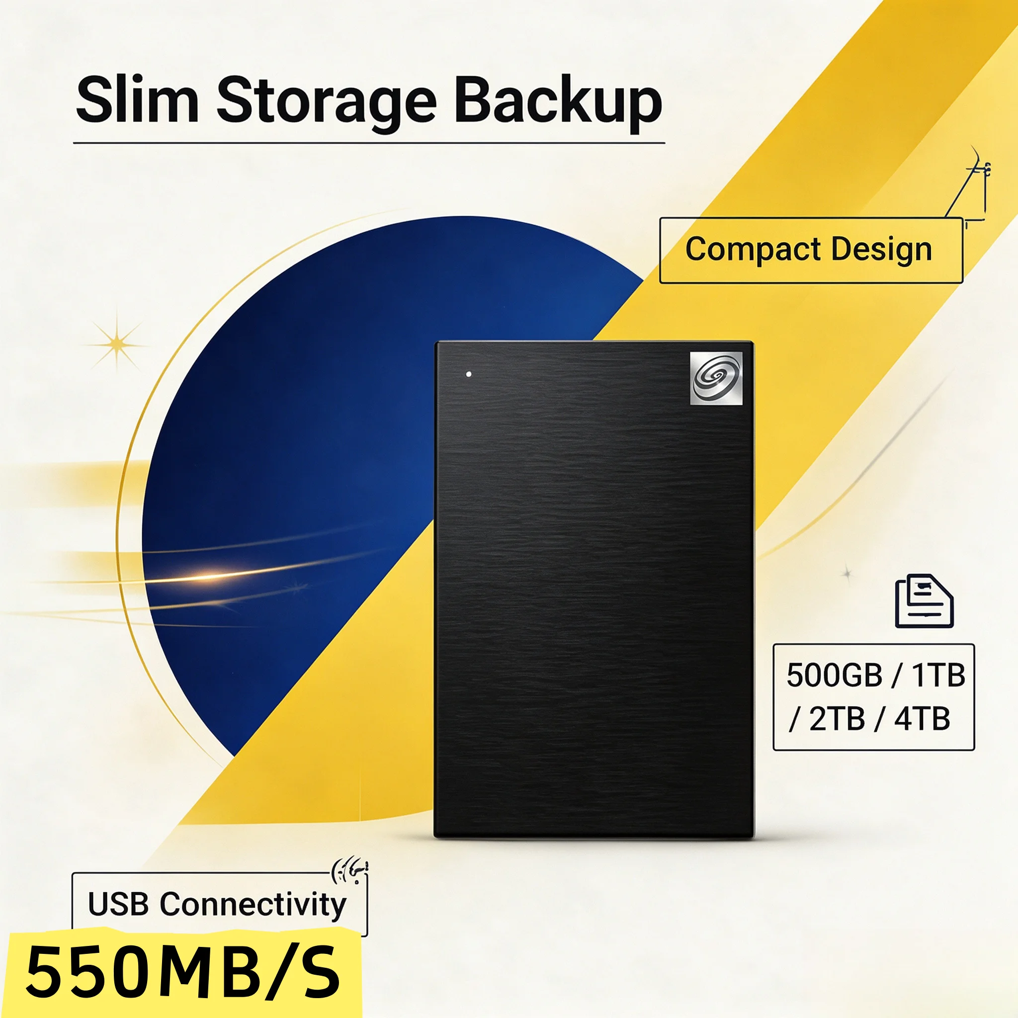 External HDD USB3.0 Portable Hard Drive 2.5 Inch Black Large Capacity for Laptop Office Data Recovery 500GB 1TB 2TB 4TB