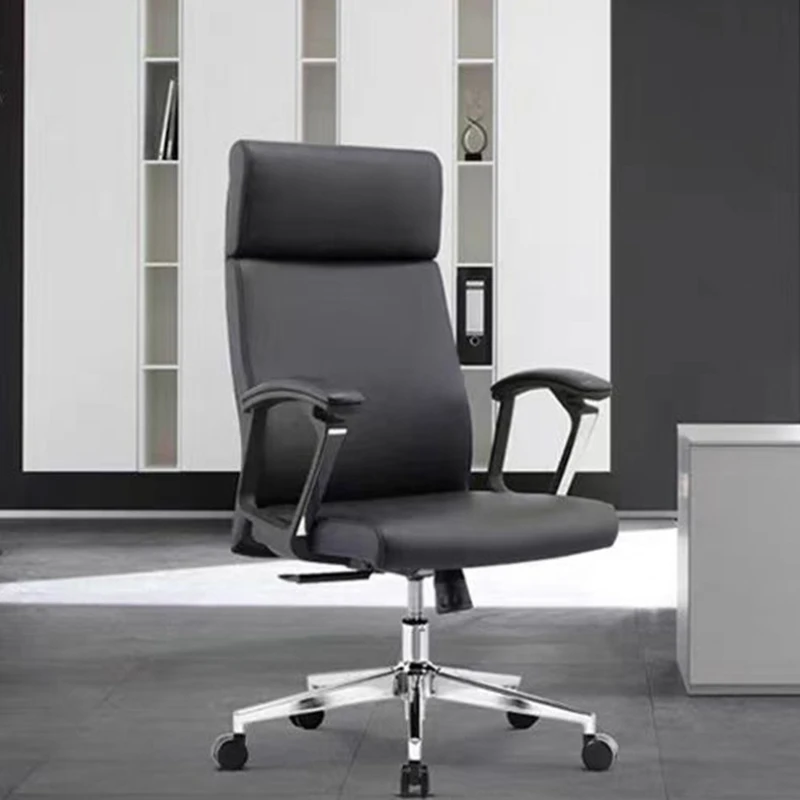 

Lounge Comfortable Cushion Office Chair Leather Wheel Design Swivel Office Chair Aesthetic Boss Cadeira De Escritorio Furniture
