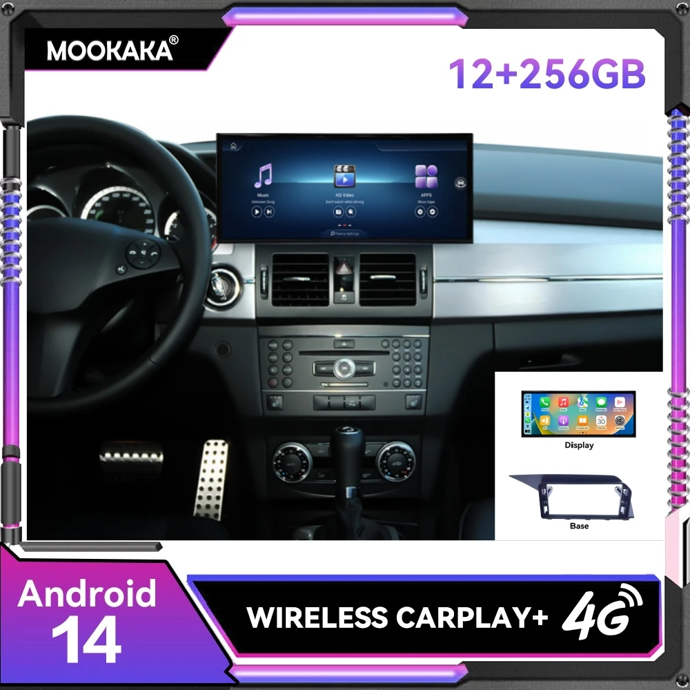15.8inch Touch Screen Android 14 Car Stereo for Mercedes Benz GLK X204 2009-2015 Upgrade with GPS Navigation HD Radio HeadUnit