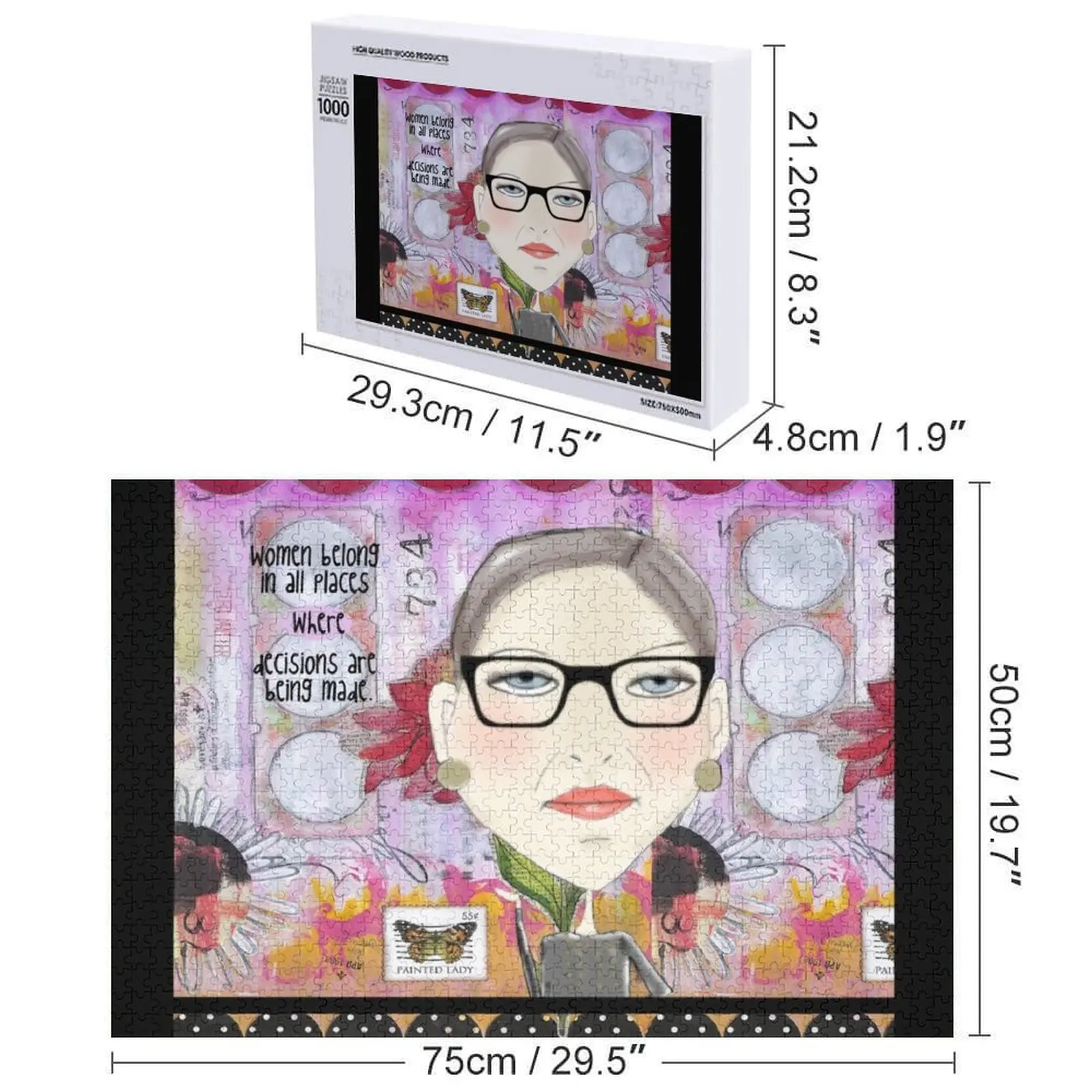 Les femmes appartiennent. RBG citation Puzzle idées cadeaux personnalisées nom en bois nom personnalisé bois adulte Puzzle en bois