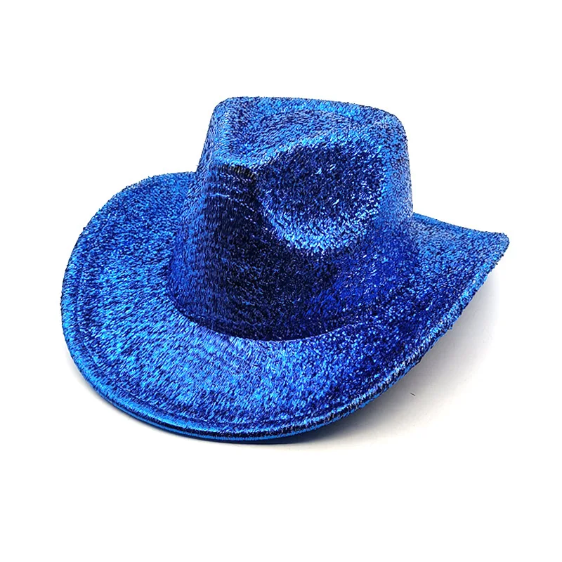 Performance Festival Women Evening Wide Brim Glitter Fedora Hats Cowgirl Fedoras Costume Party Fedora Hats Western Cowboy Hat