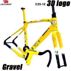 CECCOTTI Relief decal Gravel Frame T1000 Carbon Gravel Fit 700C * 47C and T47 BB Full Hidden Cable Bicycle Frameset Gravel