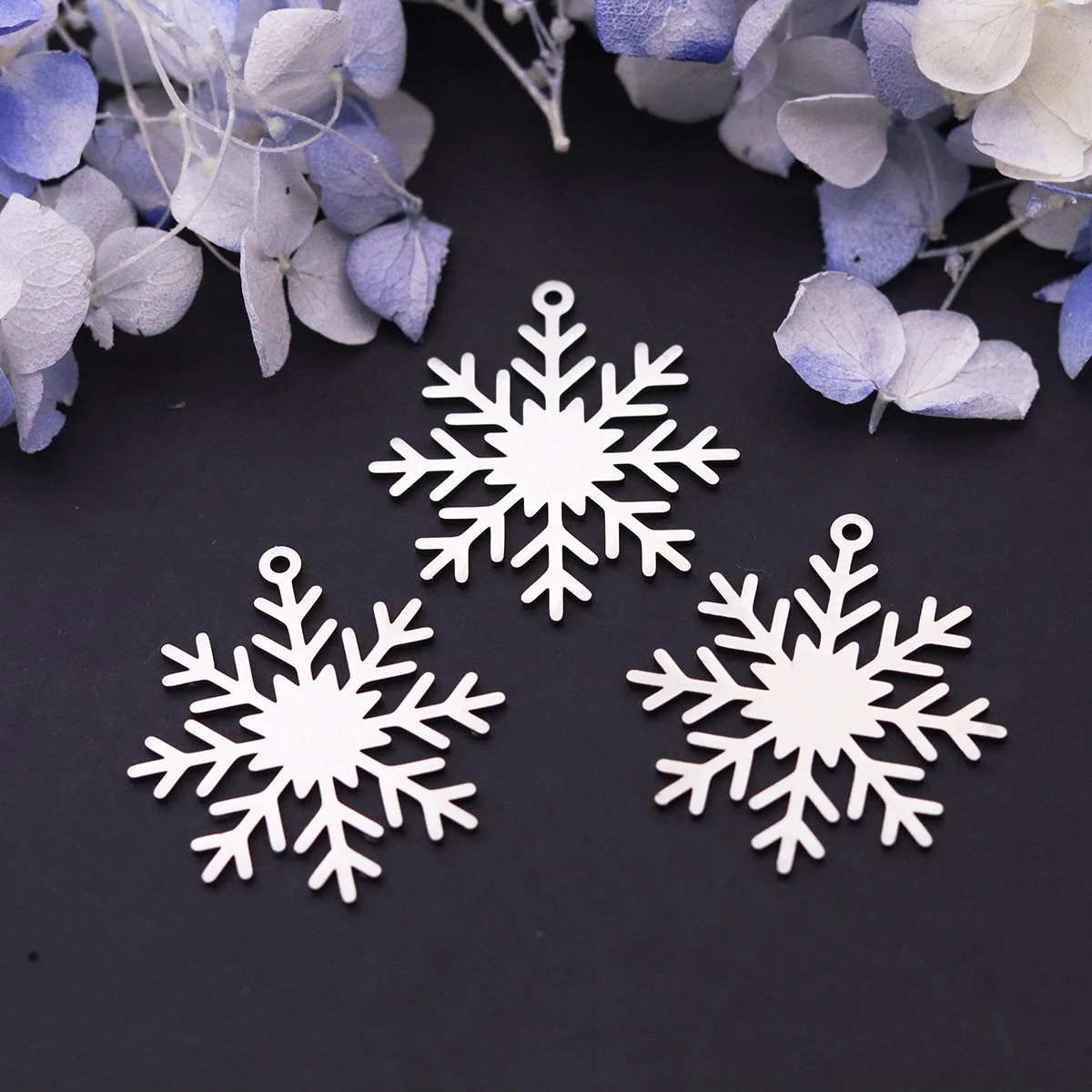 3pcs Snowflake Charms Stainless Steel Winter Snow Flake Pendant for DIY Jewelry Making Necklace Earrings Findings Supplies