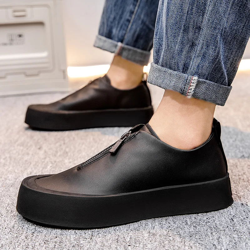 Zapatos Deportivos informales para hombre, calzado moderno de estilo minimalista, ocio al aire libre, caminar, fiesta diaria, oficina, adultos, jóvenes, blanco y negro