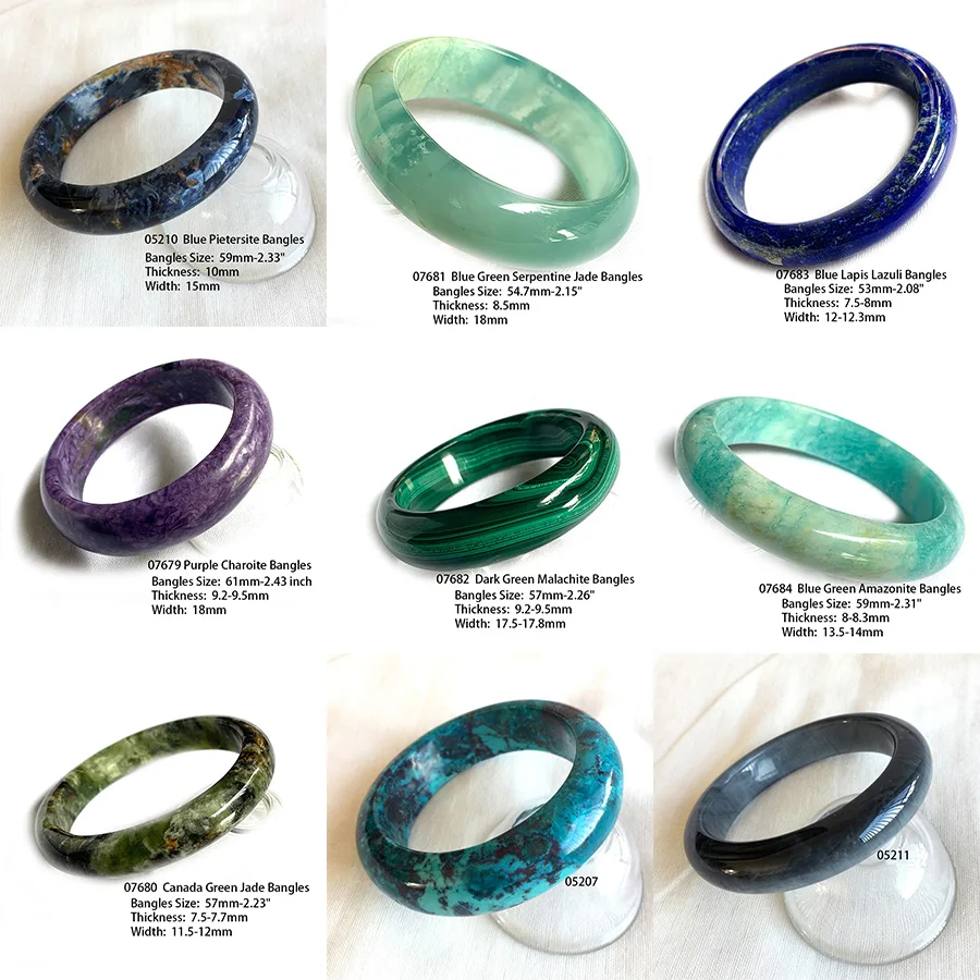 

Veemake Pietersite Amazonite Lapis Lazuli Malachite Chrysocolla Seraphinite Serpentine Canada Jade Natural Bangle Bracelet