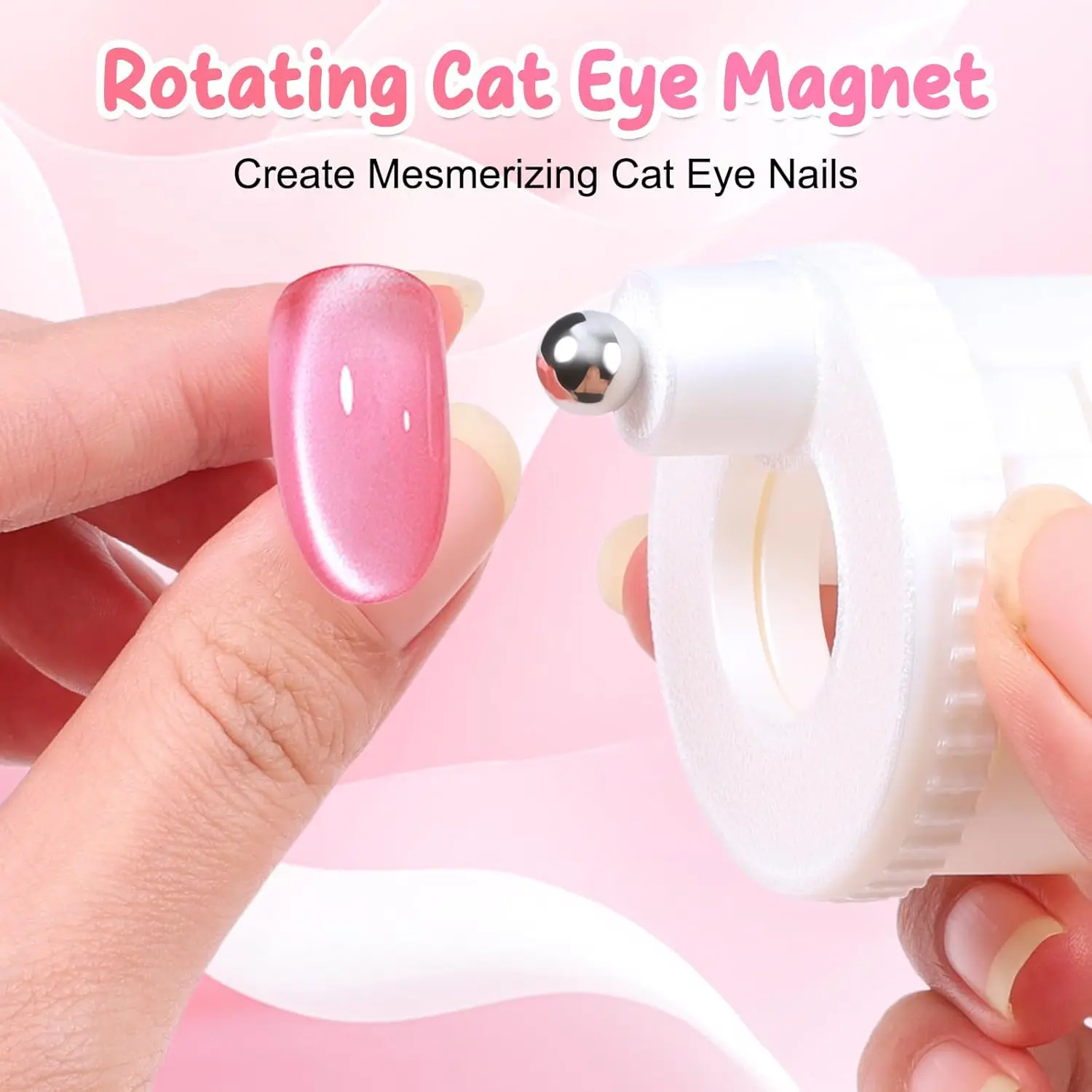Rotating Cat Eye Nail Magnet Wide Light Glass Bead Effect Multifunctional Strong Automatic Nail Art Magnetic Gel Nail Polish image 3