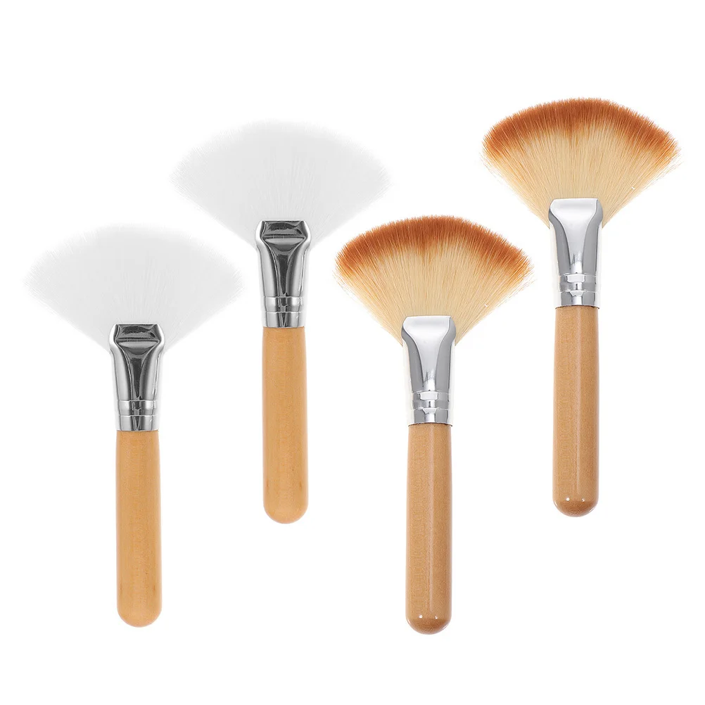 4 Uds. Brochas de maquillaje en polvo, ventilador, resaltador de colorete, aplicadores de Maquillaje facial, juego de herramientas profesionales de textura suave, brocha resaltadora