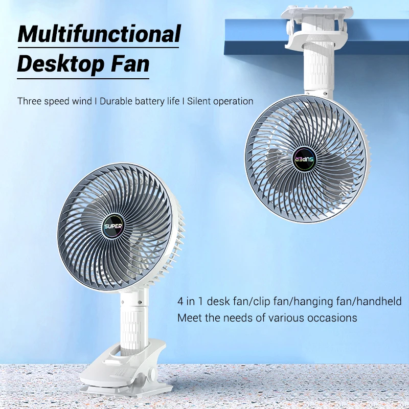 JR Großhandel Kleiner tragbarer Handventilator für Tischbatterien, wiederaufladbarer Mini-Handventilator mit Clip