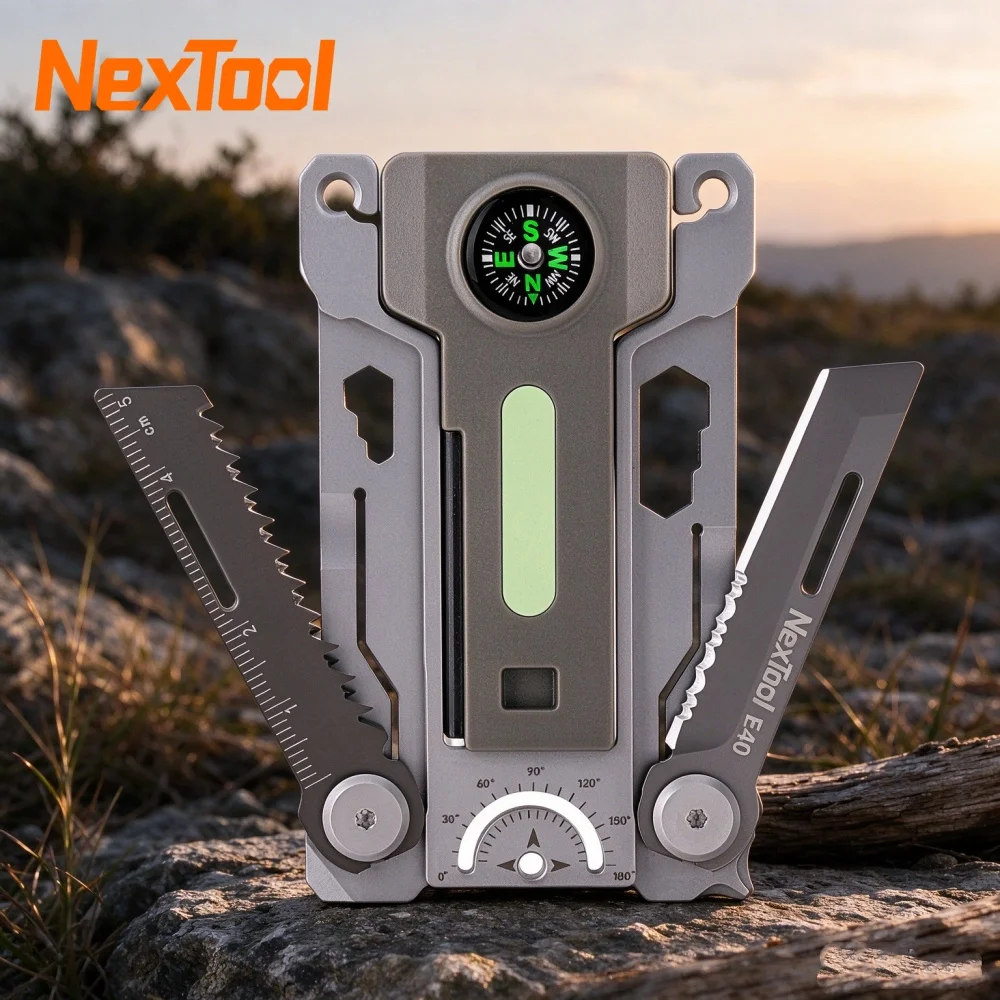 NexTool Silver Blade E40 19 in 1 Multitool EDC Tool Pocket Knife Ruler Saw Protractor Survival Gear Emergency Kit for Outdoor