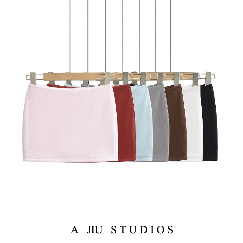 

Sexy Low Waist High Elastic ort Skirt Women's Slimming Leg Lengthening Bodycon Skirt Summer Faion Trend Color