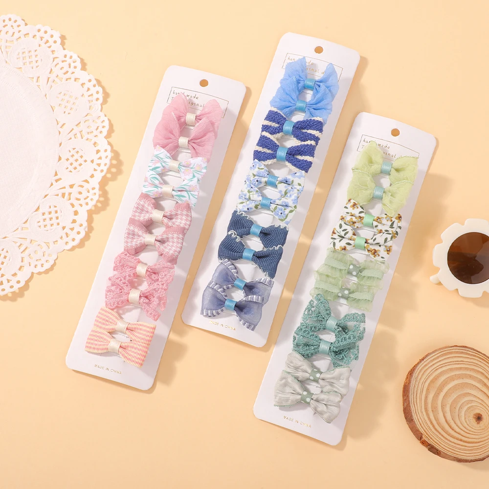 10 pezzi di fiori carini fiocchi fermaglio per capelli per neonate mini stampa forcina pizzo di cotone accessori per capelli fatti a mano per bambini regali