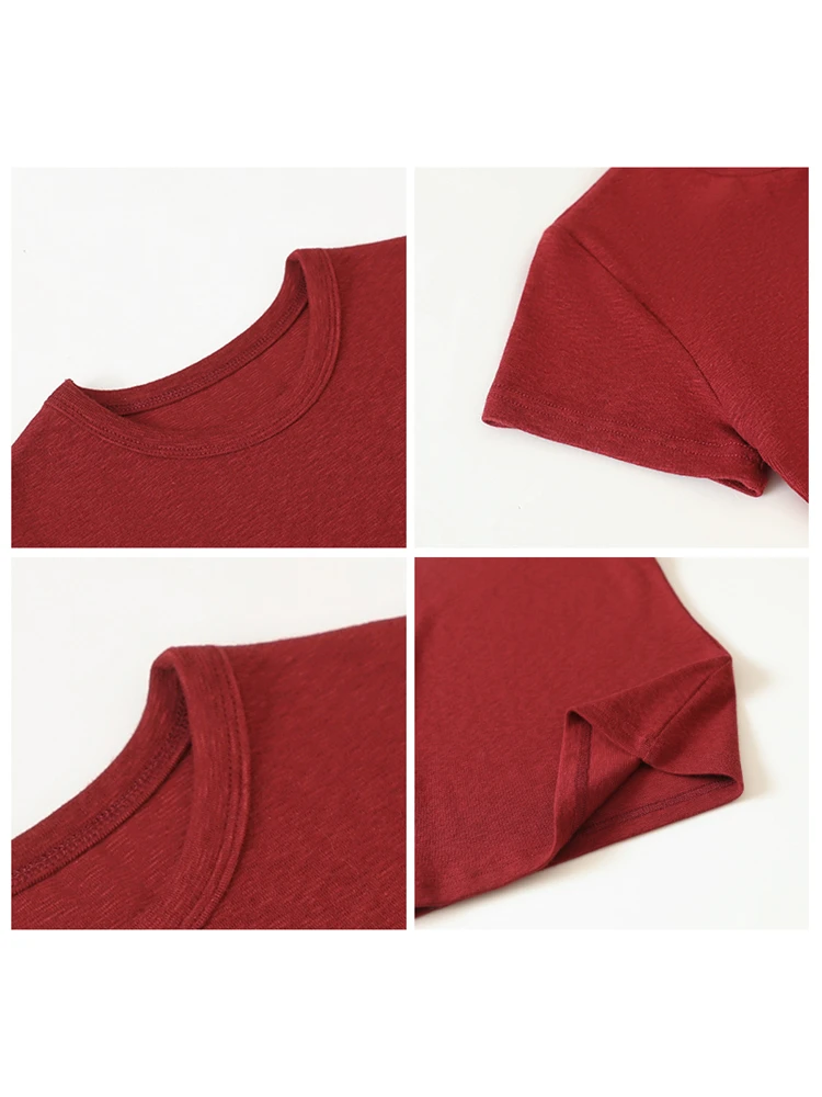 CHIC VEN Korean Women T-Shirts Loose Casual Solid Round Neck Slim Fit Short Sleeved Tees Female Top Summer 2025 Clothing