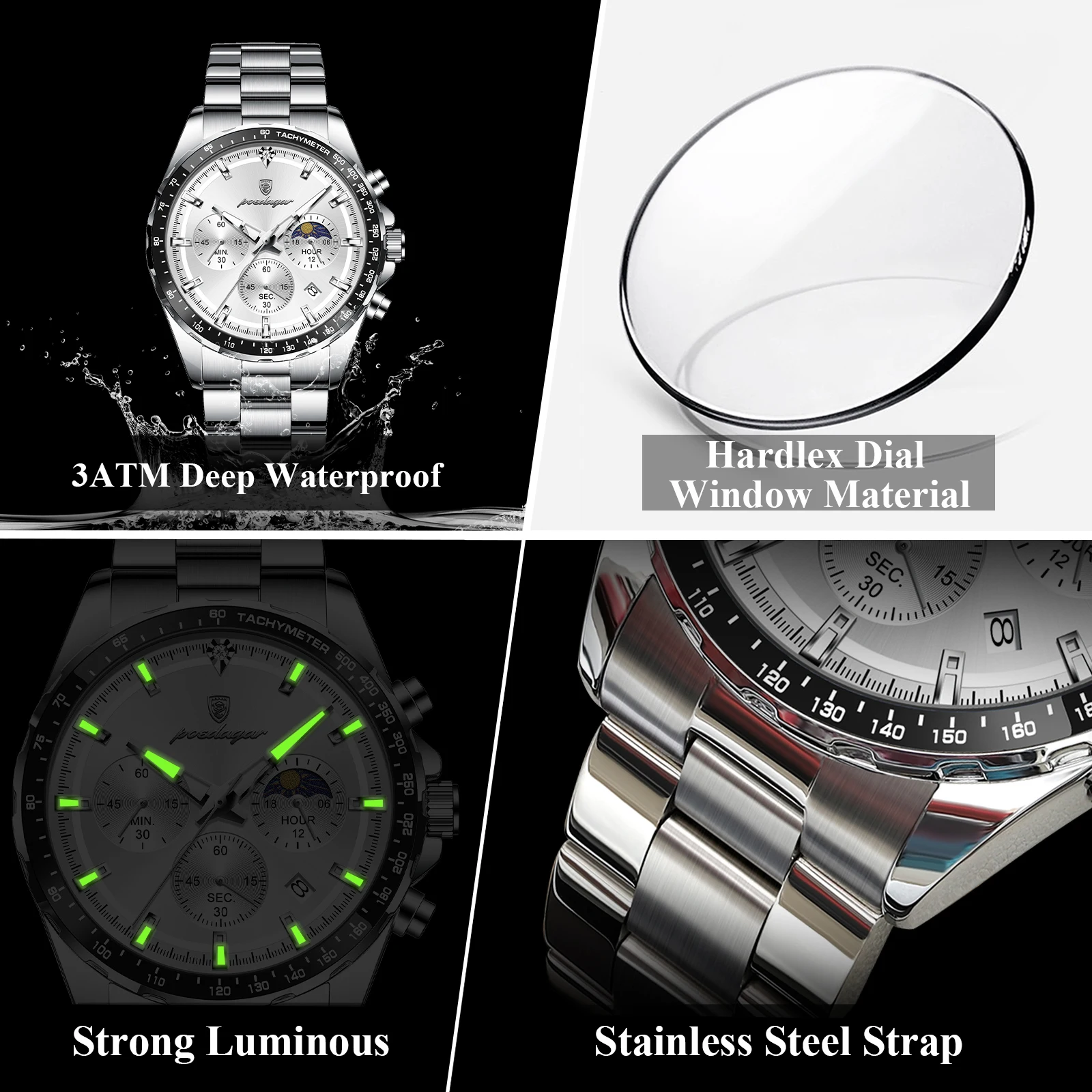 Men's Luxury Waterproof Chronograph Quartz Watch, Elegant