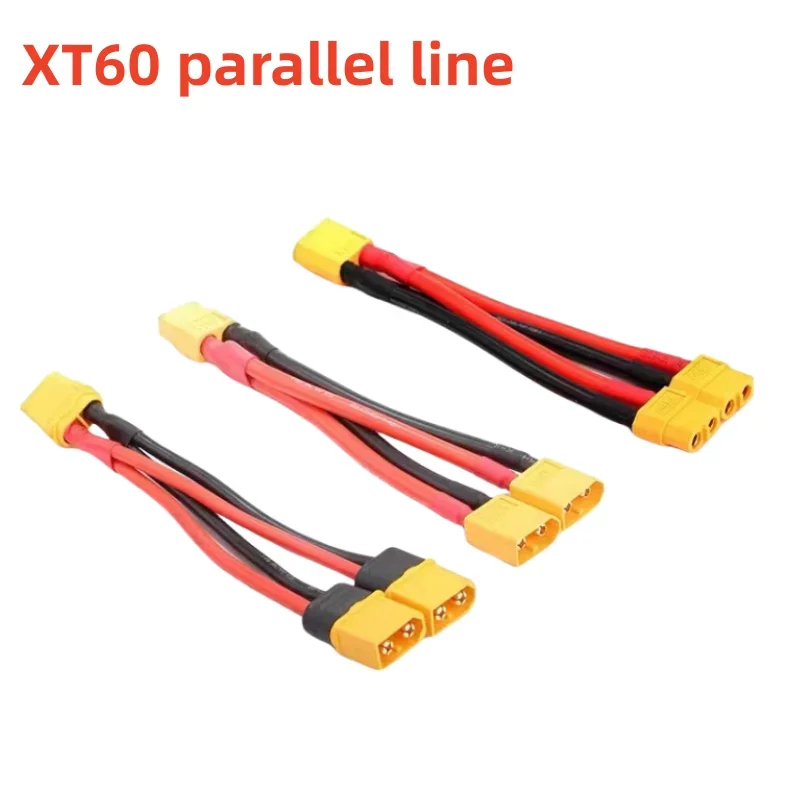 

XT60 Male/Female Cable Parallel Battery Connector 3-Way 14AWG Silicone Wire Dual Extension Y Splitter for Battery Charger Motor