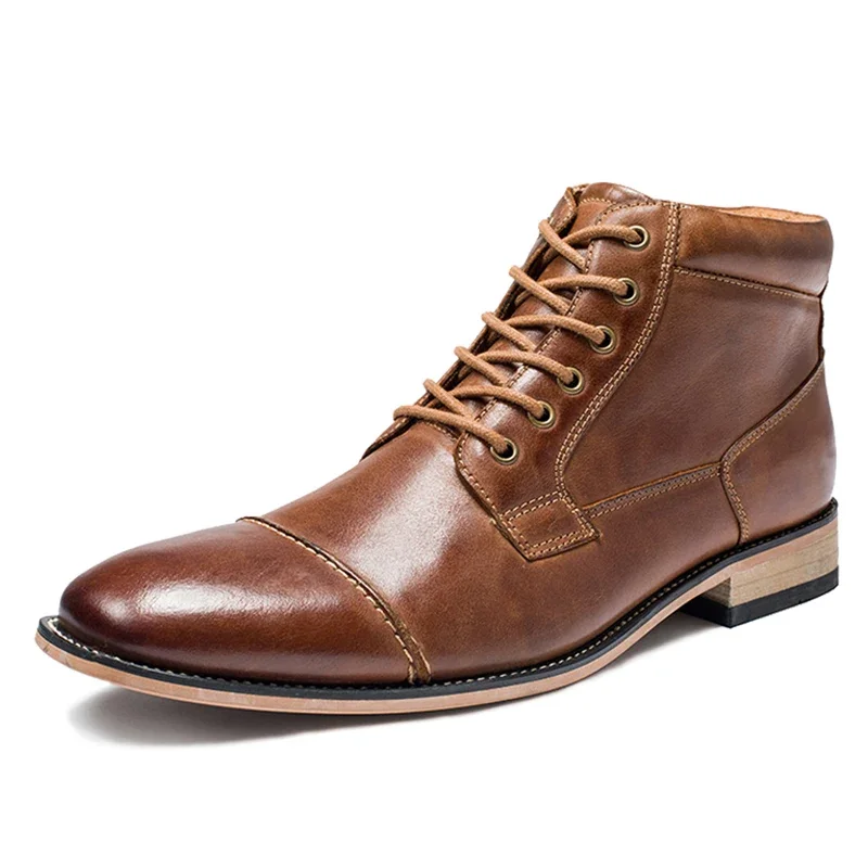 Botas clásicas de cuero genuino para hombre, zapatos informales de alta calidad, botines Chukka a la moda, talla 40-50, Otoño e Invierno