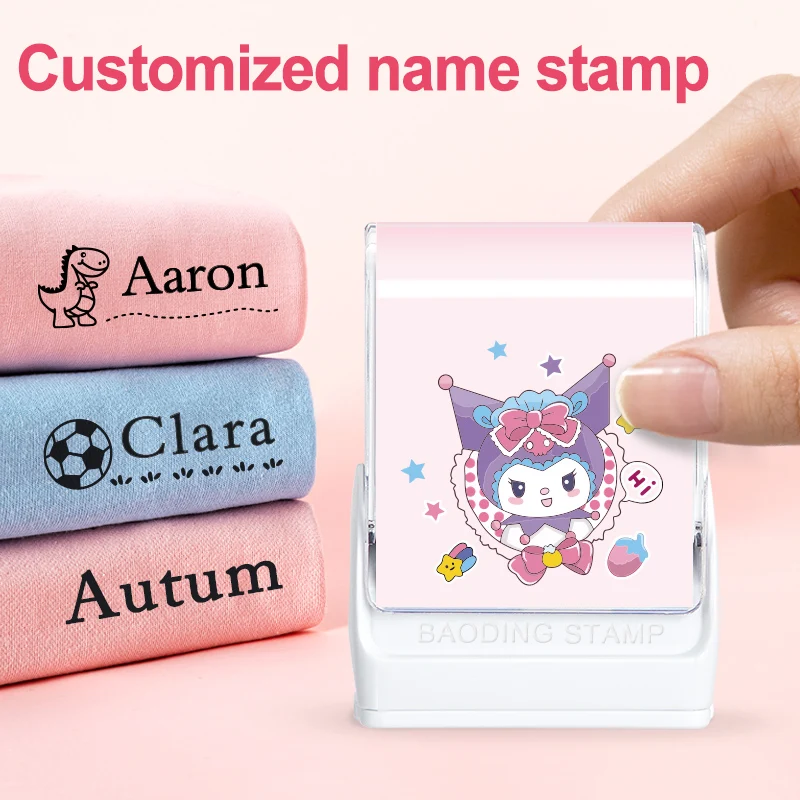 اسم مخصص ختم كورومي، ختم تحبير شخصي قابل للغسل، علامة لطيفة للملابس والأحذية والأكواب واللوازم المدرسية والعنصر الشخصي #1