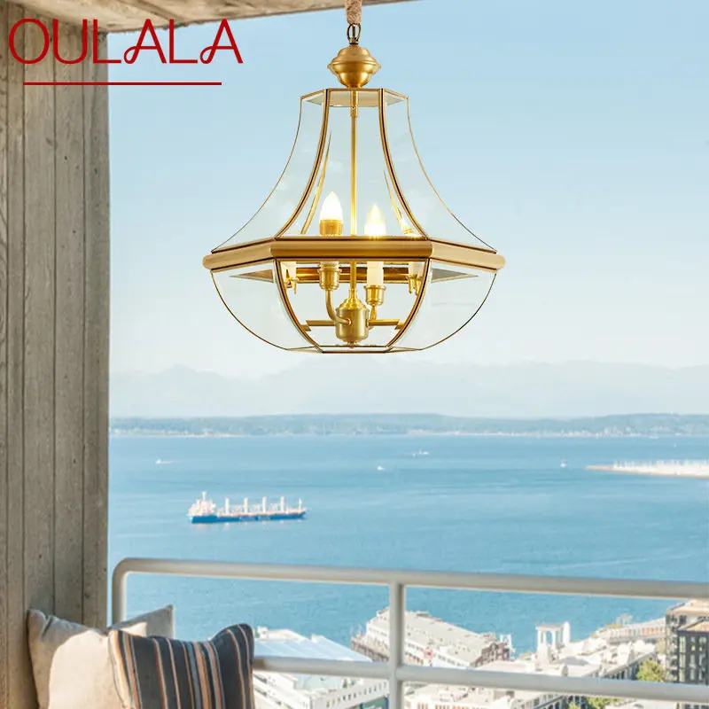 

OULALA Brass Garden Pendant Lamp Copper LED Waterproof IP65 Outdoor Modern E27 220V 110V Porch Courtyard Balcony