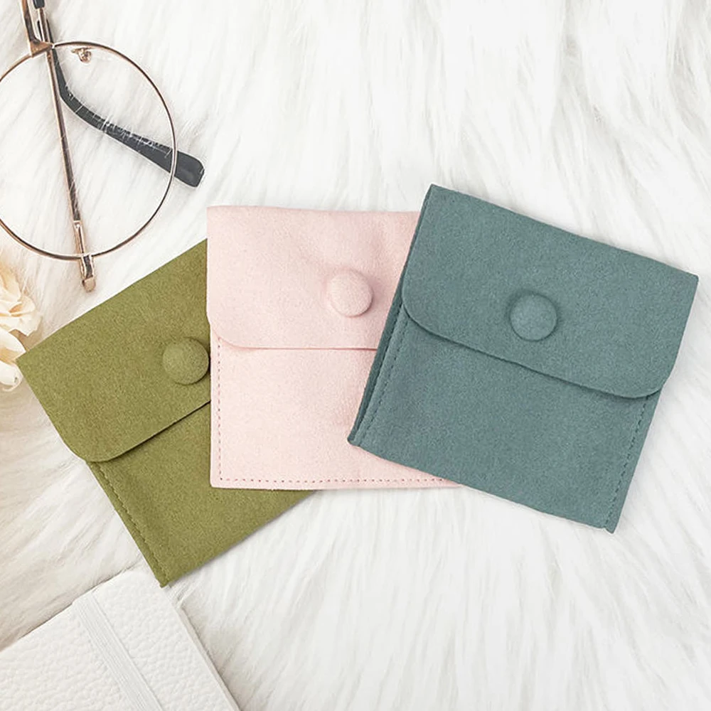 

5Pcs Sufiber Jewelry Gift Bag Envelope Snap Button Earring Ring Necklace Container with Durable Stylish Design Travel Organizer