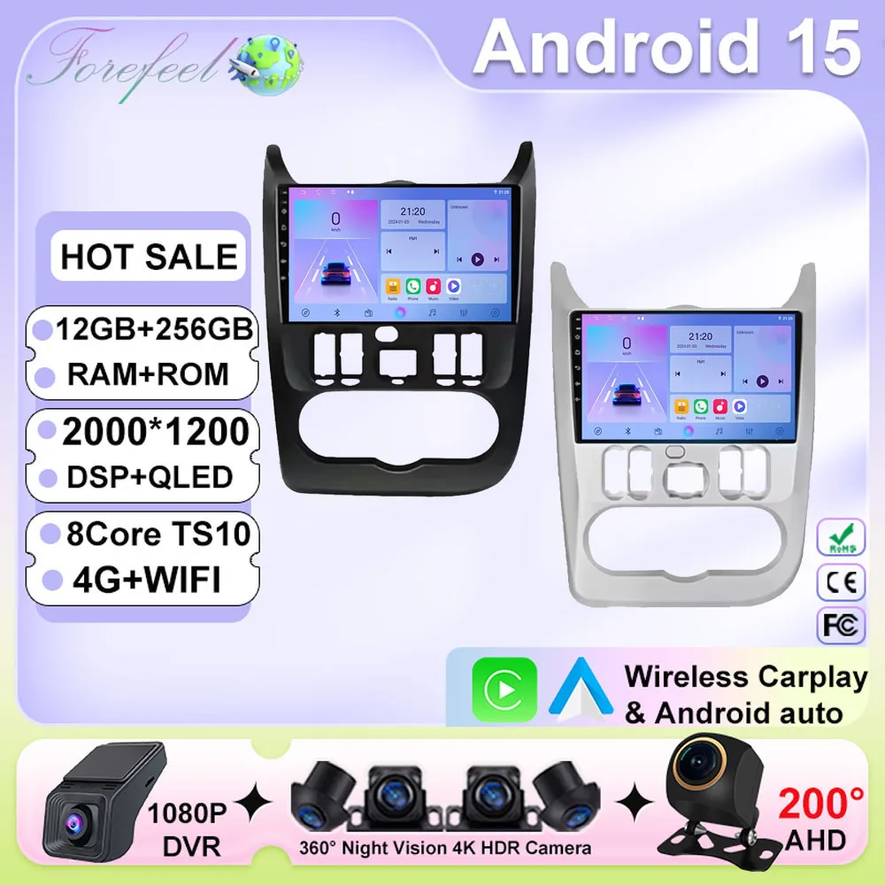 

Android 15 для Renault Logan 1 Sandero 2009 2010 2011 2012-2015 Largus Dacia Duster Автомобильный радиоприемник Мультимедийный плеер Стерео Carplay