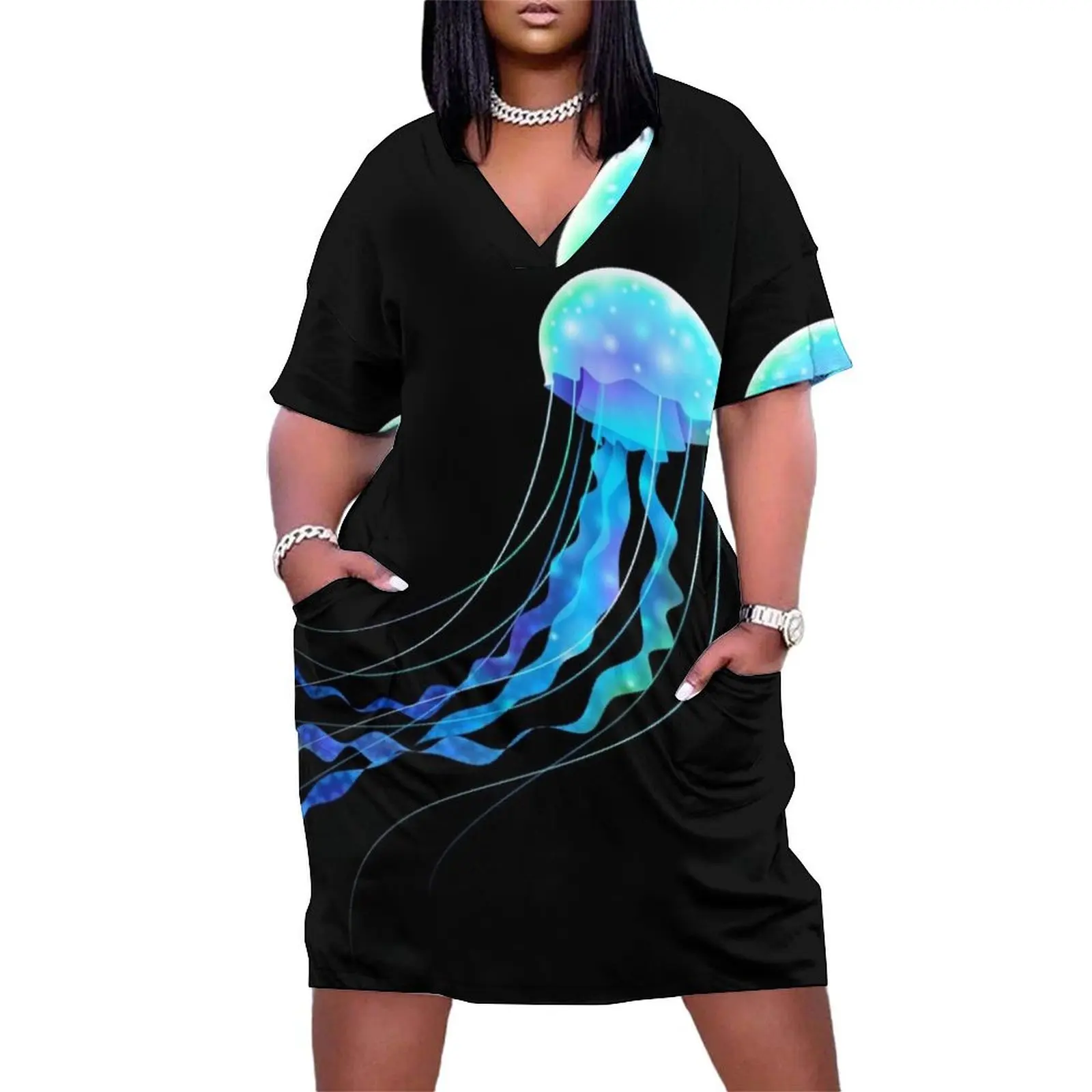 

Glowing jellyfish Loose Pocket Dress clothes for woman ladies dresses for women 2025