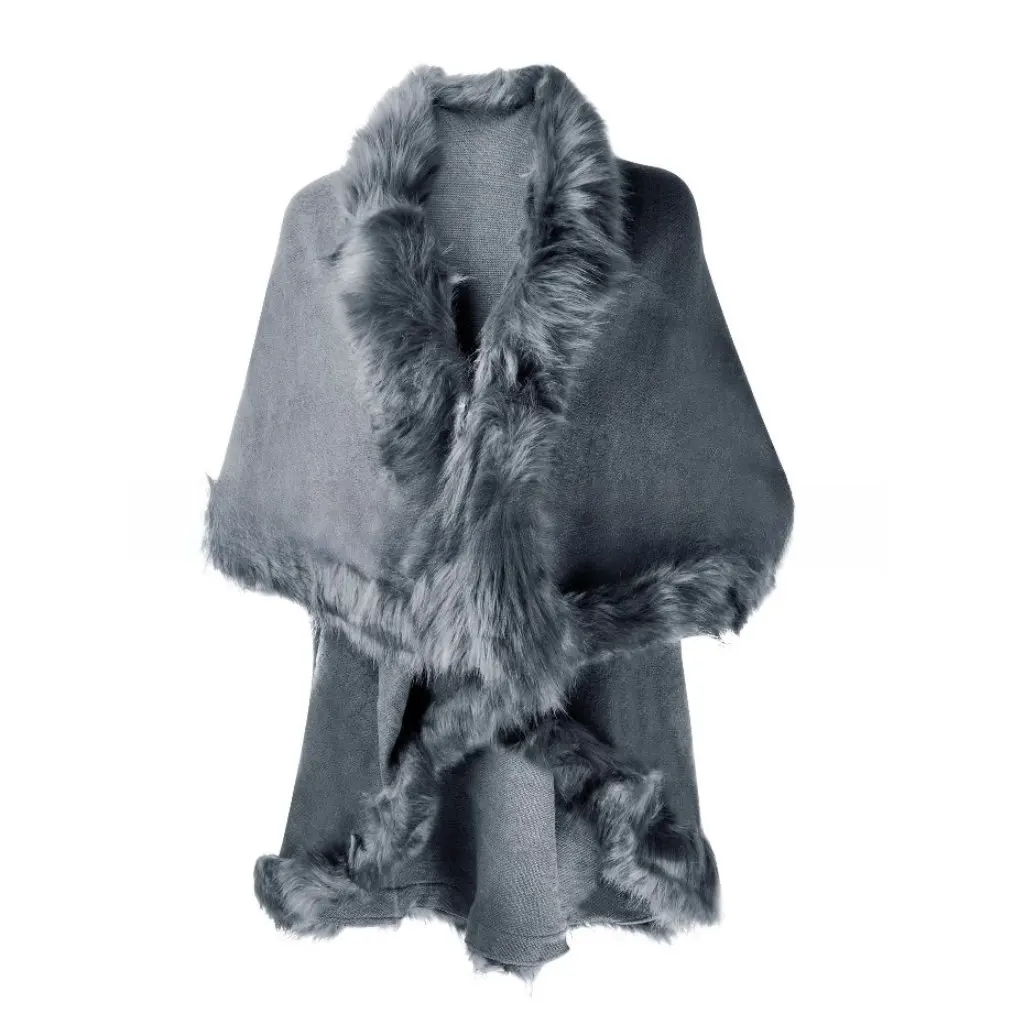 

Women's plus Size Fox Fur Shawl Cape Autumn Winter Knitted Outer Wear Loose Cardigan Style Warm And Elegant