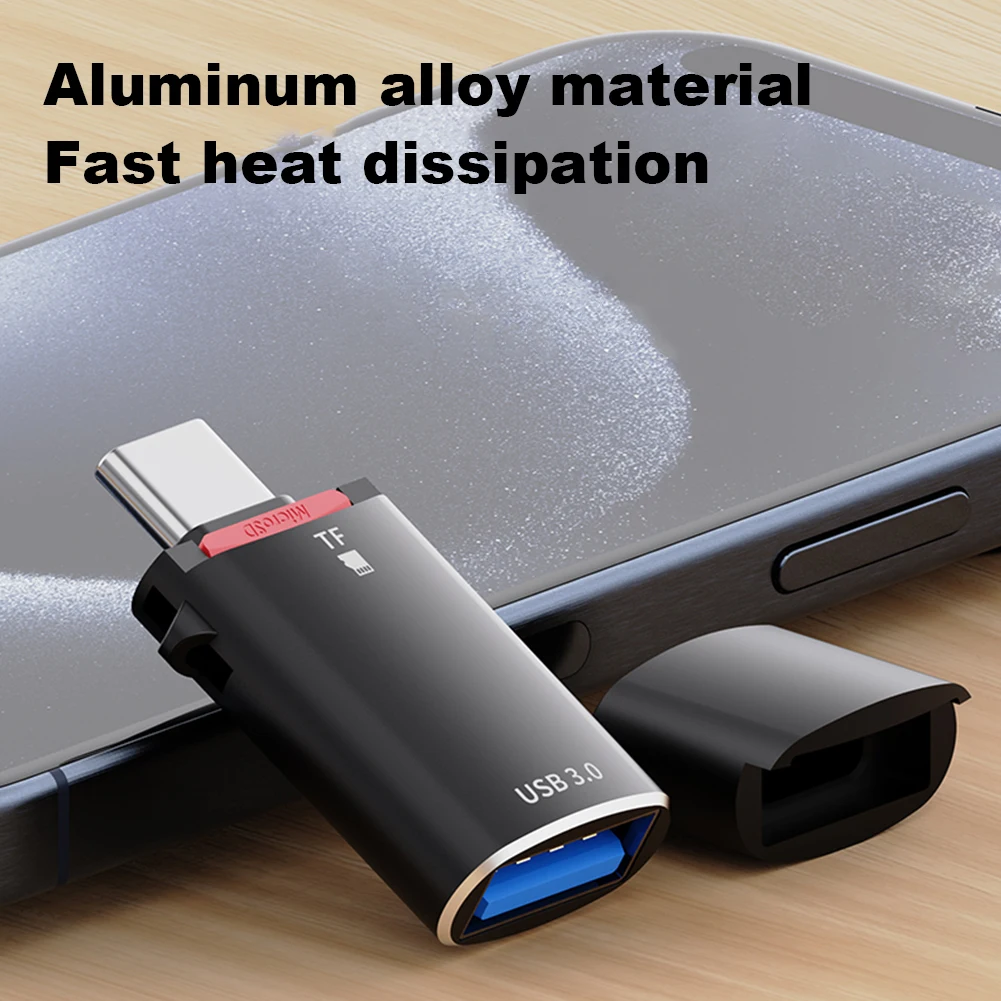2-in-1 Type-C To USB 3.0 OTG Converterfor iPhone 15 5Gbps Speed TF Card USB Drive Card Reader Type-C To USB Adapter Connector